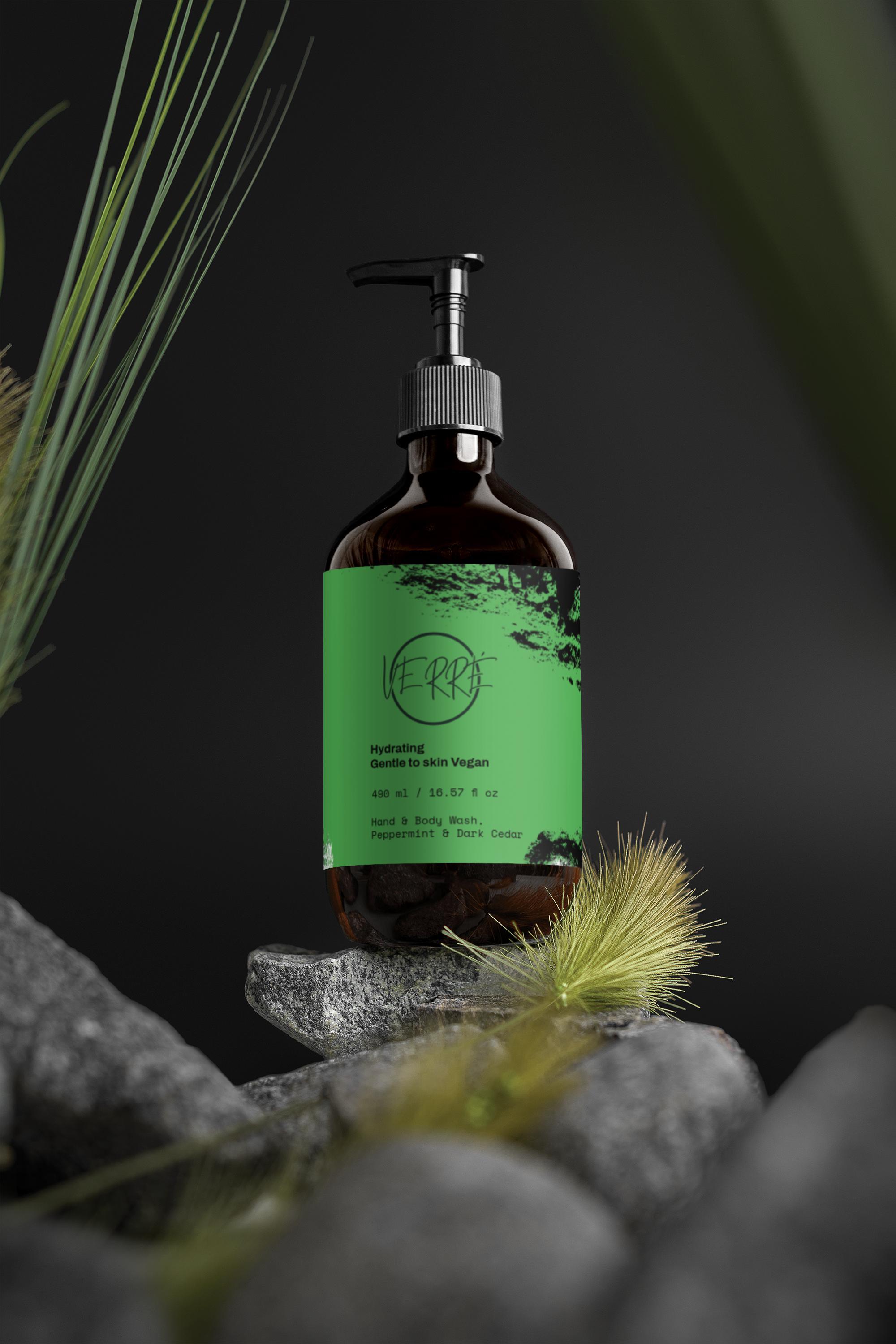 Hand & Body Wash, Peppermint & Dark Cedar